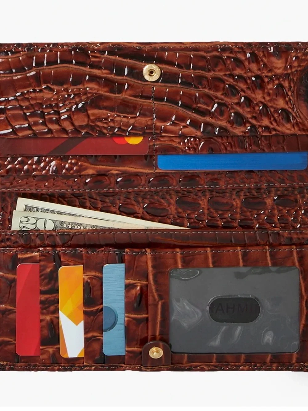 Brahmin Iridescent Brown Croc-Embossed Leather Clutch - Picture 10 of 10